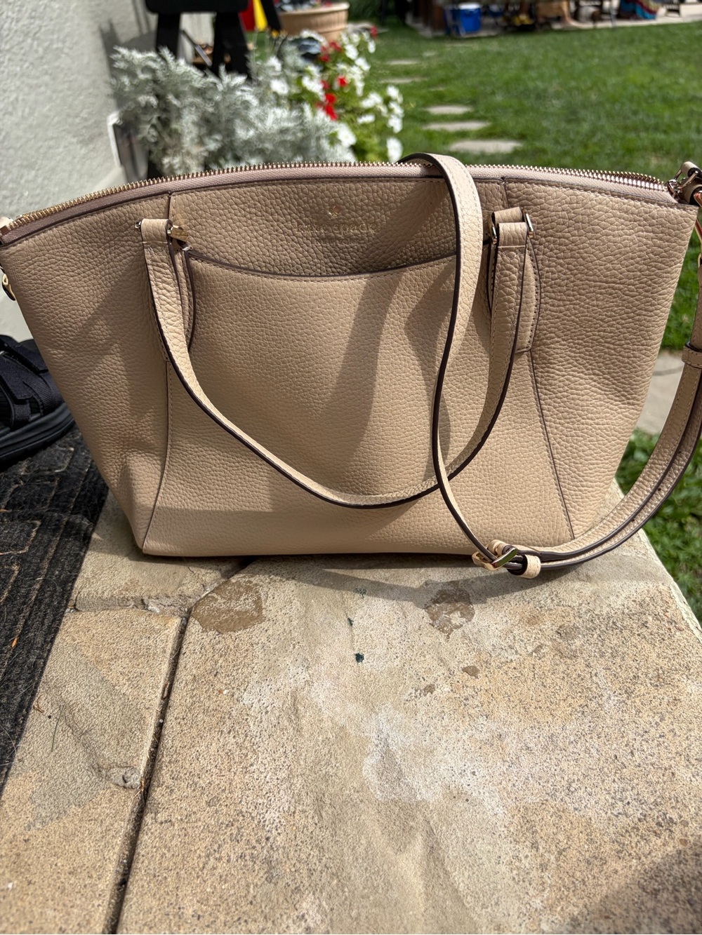 kate spade Beige Pebble Leather Shoulder Bag